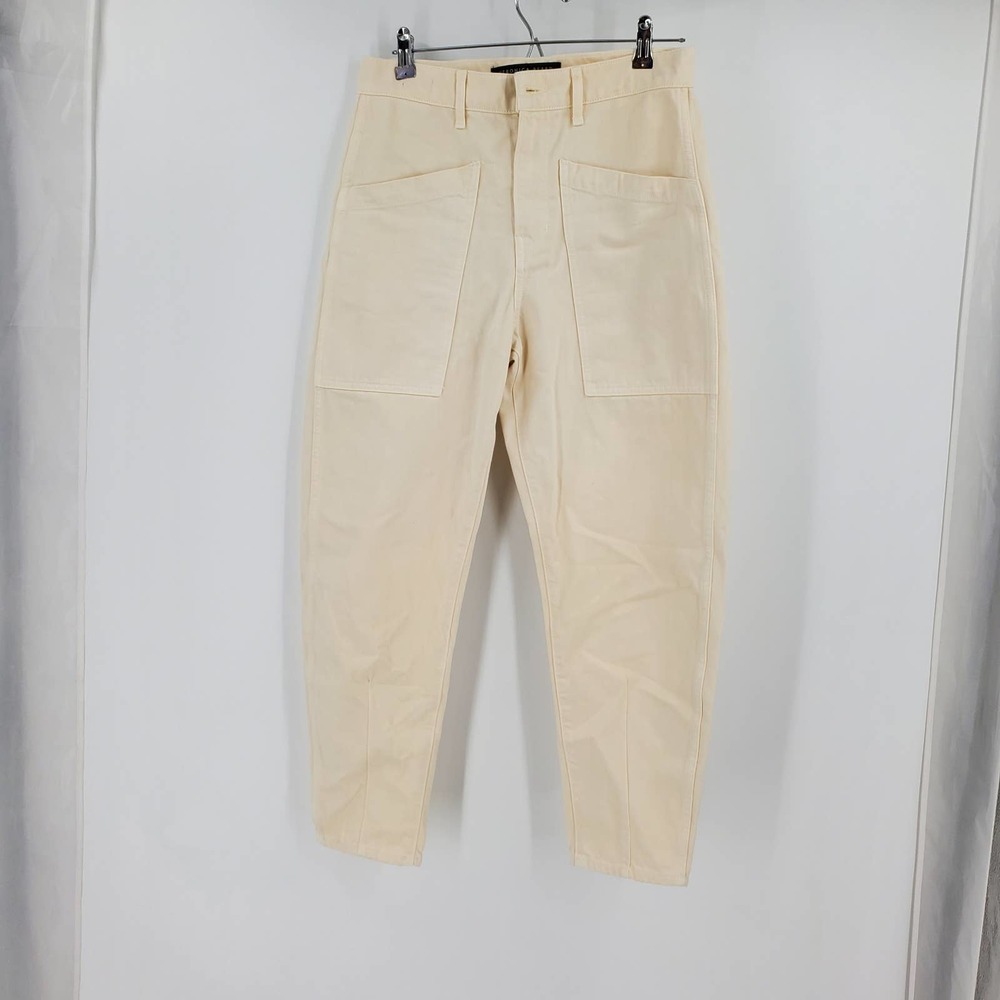 🩵VERONICA BEARD womens 28 cream Charlie Barrel Leg High rise jeans pants